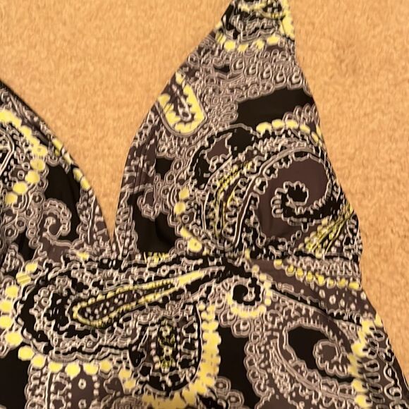 𝅺CONVERSE Black and Yellow Paisley Bikini Top.  Size Large - Picture 3 of 5